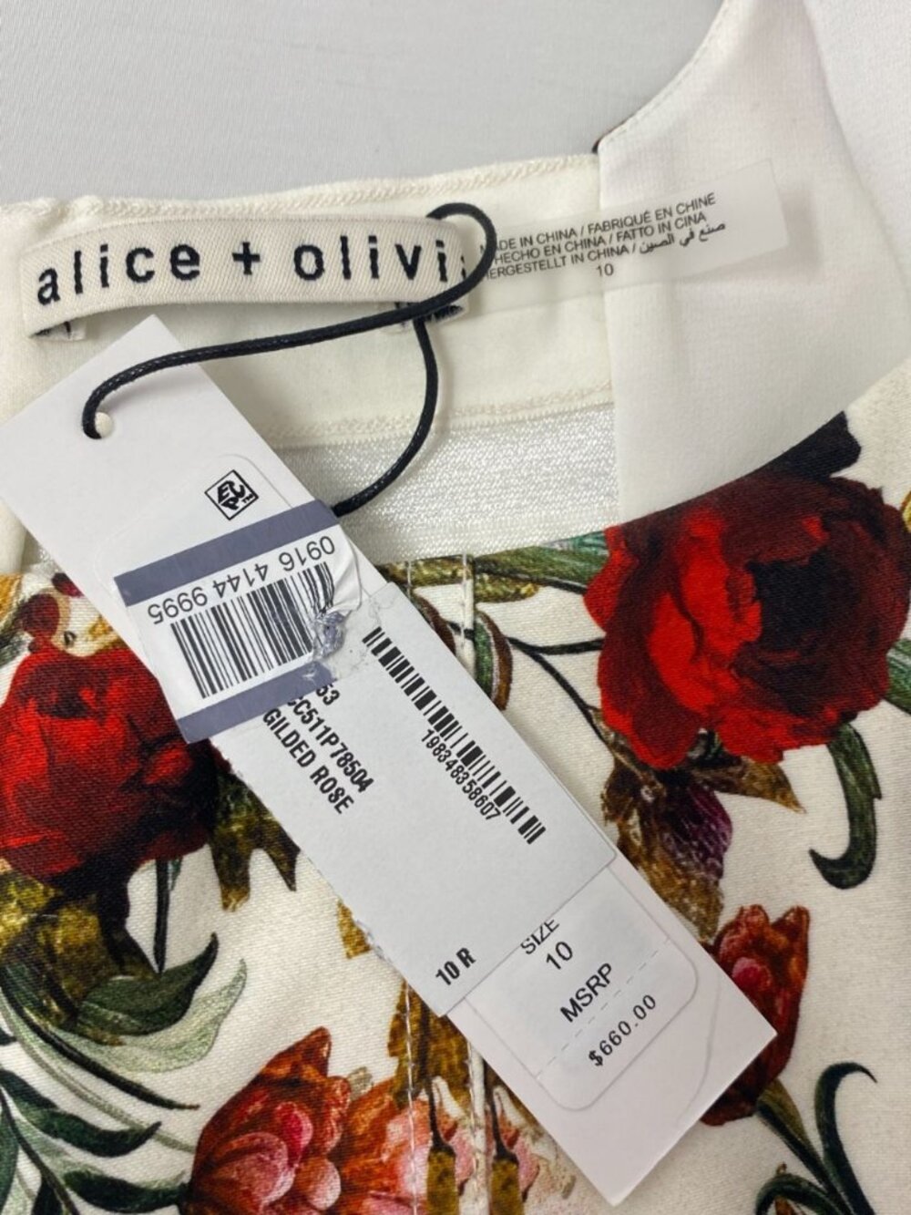 Alice + Olivia Diana Gilded Rose Structured Midi Dress 10 NWT $660 - Picture 9 of 11
